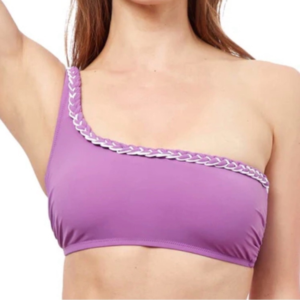 Gottex NWT Kundala purple one shoulder bikini top, size 8